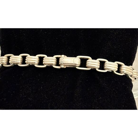 David Yurman Sterling Silver Square & Oval Ribbed Link Chain BRACELET 8.25” - Picture 5 of 7